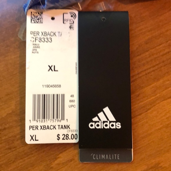 Adidas Sports X Back Tank Top -  Medium Blue Sz X-Large - Picture 6 of 8